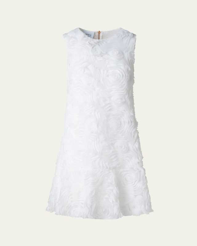 3D Carnation Tulle Embroidered Sleeveless Dress
